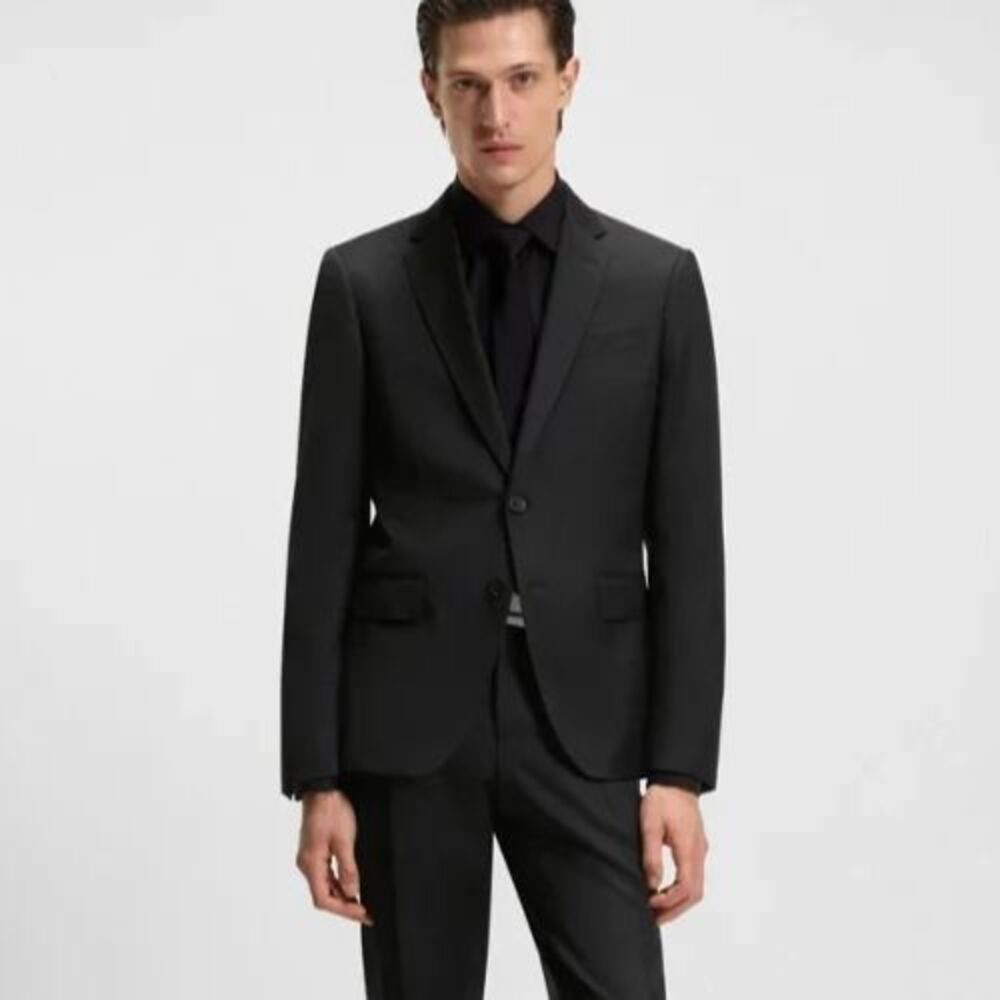 398$ HUGO BOSS Mens Blazer Sport Coat 2-Button Suit Jacket 44R Black Wool Blend